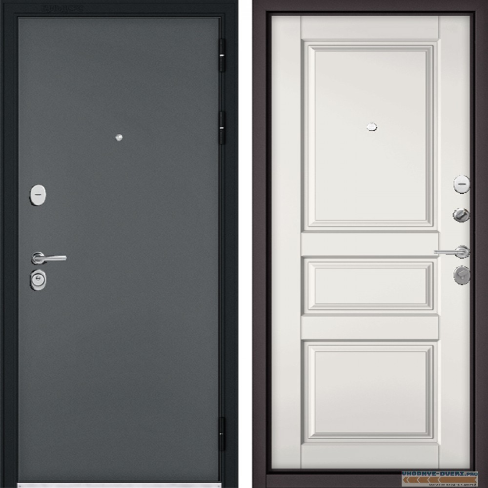 Дверь Бульдорс STANDART 90 Черный шелк / Белый софт 9SD-2 